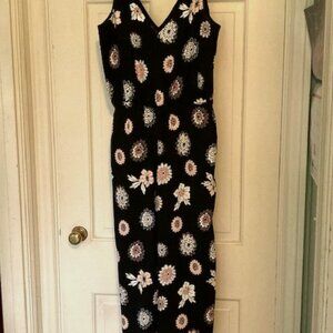 Loft  Black Floral Cropped Romper Size XSP  Easy-to-Wear, Lined, Pull-on